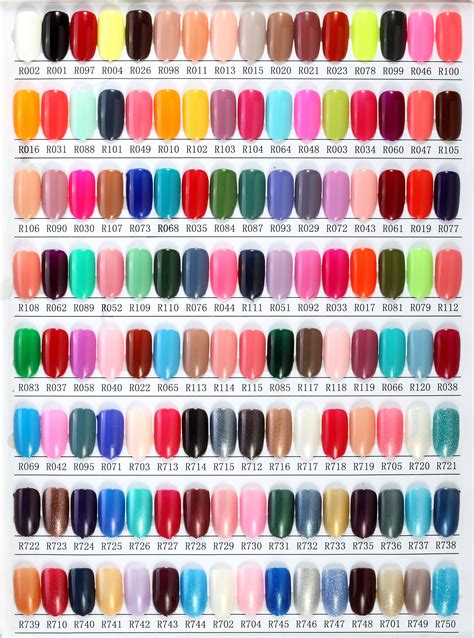 nail polish color chart.